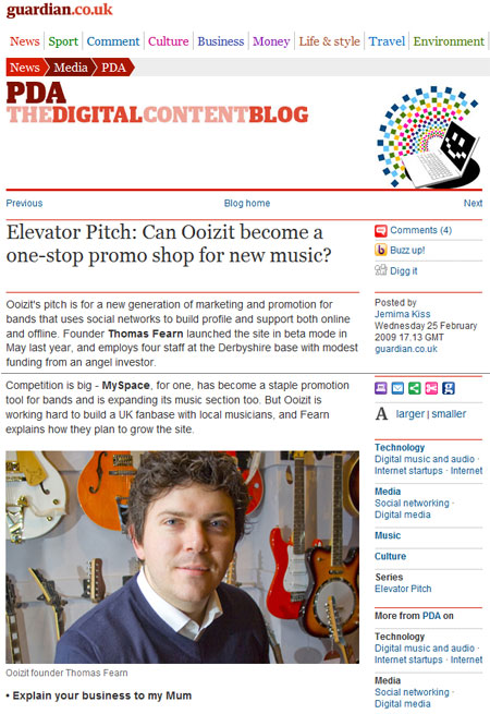 Ooizit interview in the Online Guardian
