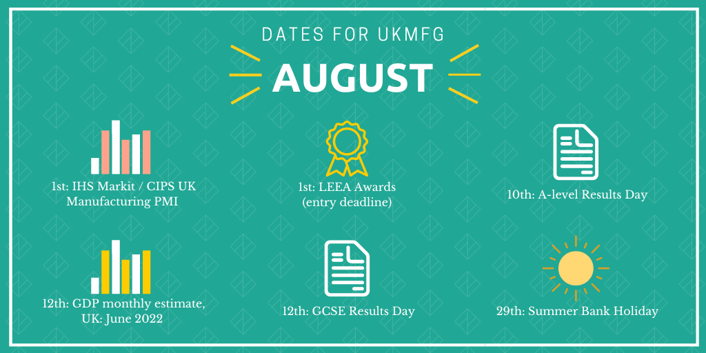 Manufacturing PR - August Key Dates #UKMFGPRDiary